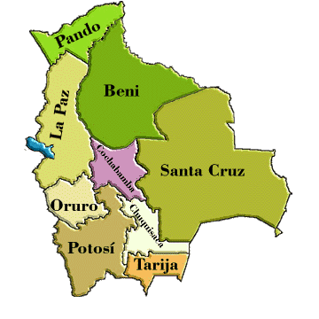 Bolivia Map Departments Bolivia has nine political and geographical 