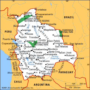 Bolivia Maps Travel Map of Bolivia - Bolivia Facts Maps National Parks