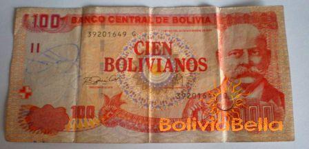 Bolivianos 100 - front side Bolivianos 100 - front side