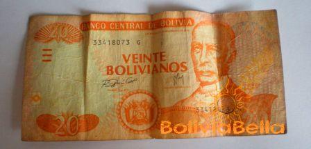 Bolivianos 20 - front side Bolivianos 20 - front side