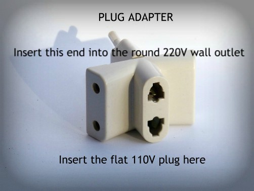 110V to 220V plug adapter
