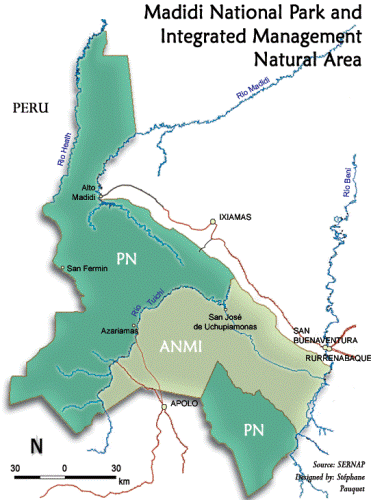 Map of National Parks and Protected Areas in Bolivia