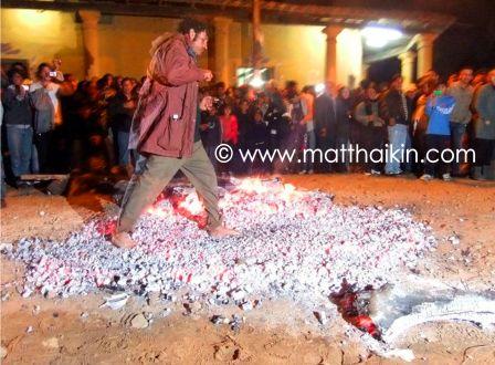 Porongo, Santa Cruz, Bolivia: Walking over hot coals on June 23rd, San Juan