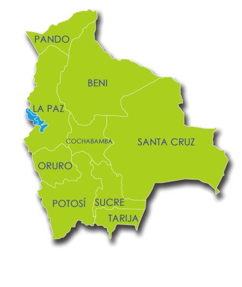 Maps of Bolivia: 9 Departments States