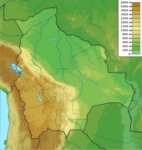 Maps of Bolivia: Elevation, Topography