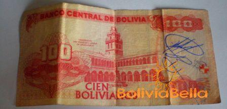 Bolivianos 100 - back side