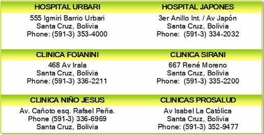 hospitals clinics santa cruz bolivia