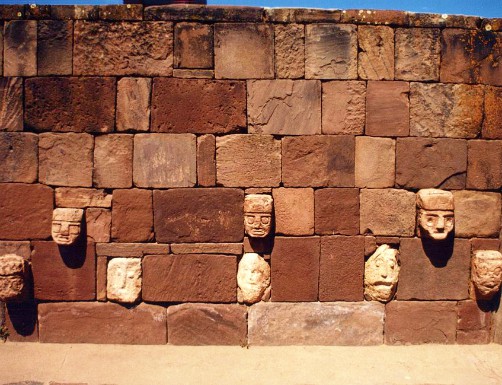 Ancient temple ruins at Tiwanaku in Bolivia