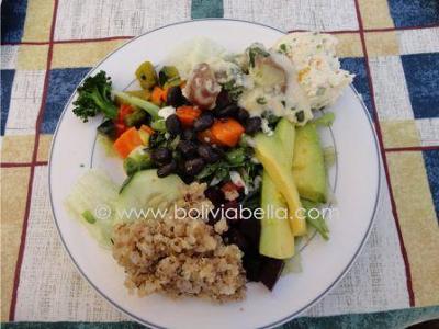 The salad bar was well stocked, liked that it had quinoa