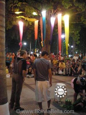 Jugglers and Clowns put on a Show at the Plaza